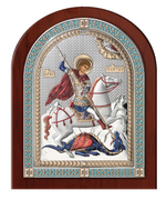 Серебряная икона Святой Георгий Победоносец (эксклюзивная рамка)