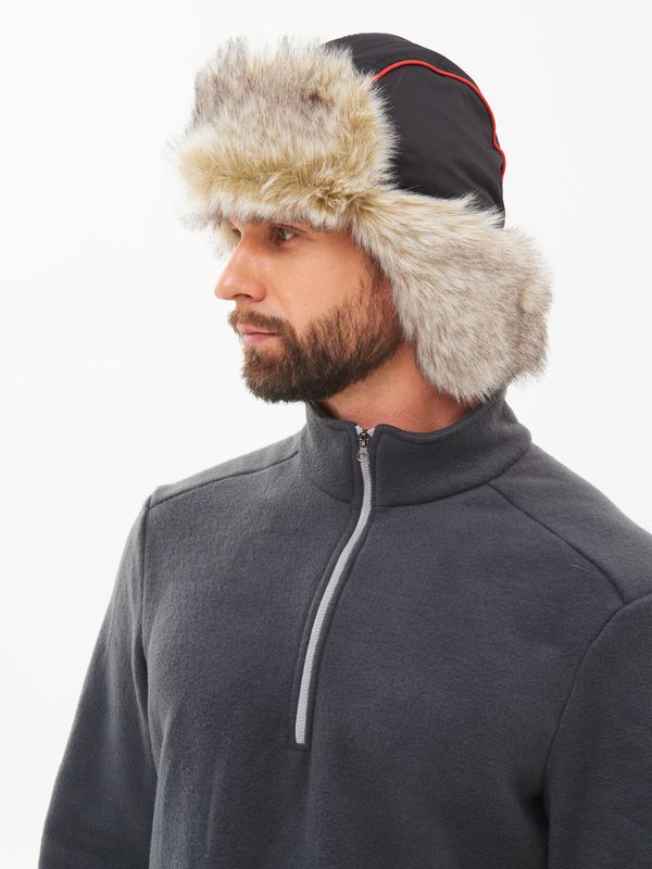 Шапка ушанка зимняя Siberia ткань Breathable цвет Серый/Черный иск. мех Волк