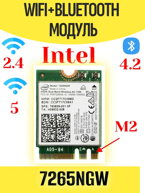 Модуль WiFi+Bluetooth INTEL 7265NGW