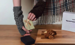 Ugg Fingerless Gloves w/ Sherpa Trim-Chocolate