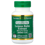 California Gold Nutrition, EuroHerbs™, экстракт мелиссы лекарственной, качество Euromed, 500 мг, 60 растительных капсул