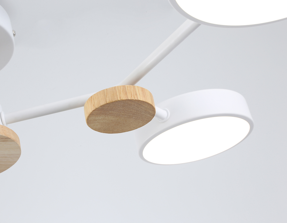 Светильник светодиодный подвесной FL4858/4 WH/WD белый/дерево 60W 3000-6000K 700*400*120  (без ПДУ)