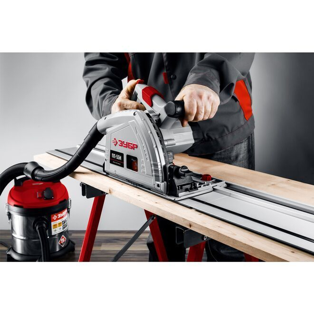 Циркулярная пила погружная с шиной 1.4 м дисковая ЗУБР, диск 165 мм, 90 -55 мм , 45 - 42мм, 1200 Вт,