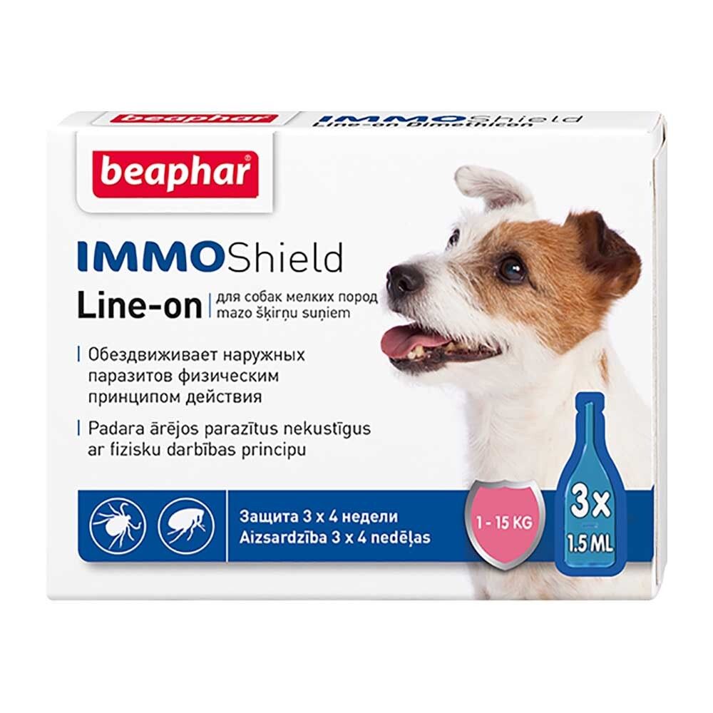 Beaphar капли Immo Shield - от блох, клещей и насекомых для собак мелких пород, цена за 1 пипетку (в упаковке 3шт)