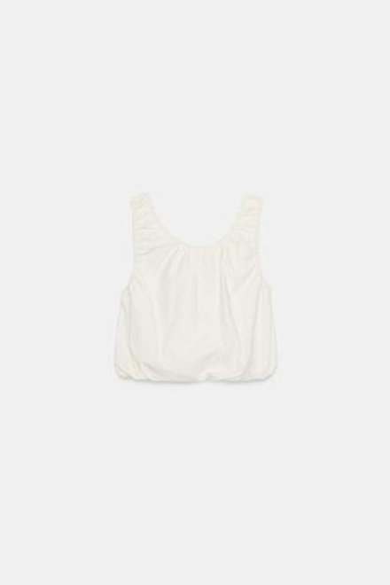 ZARA ТОП-БАЛЛОН ИЗ ПОПЛИНА, ЭКРЮ