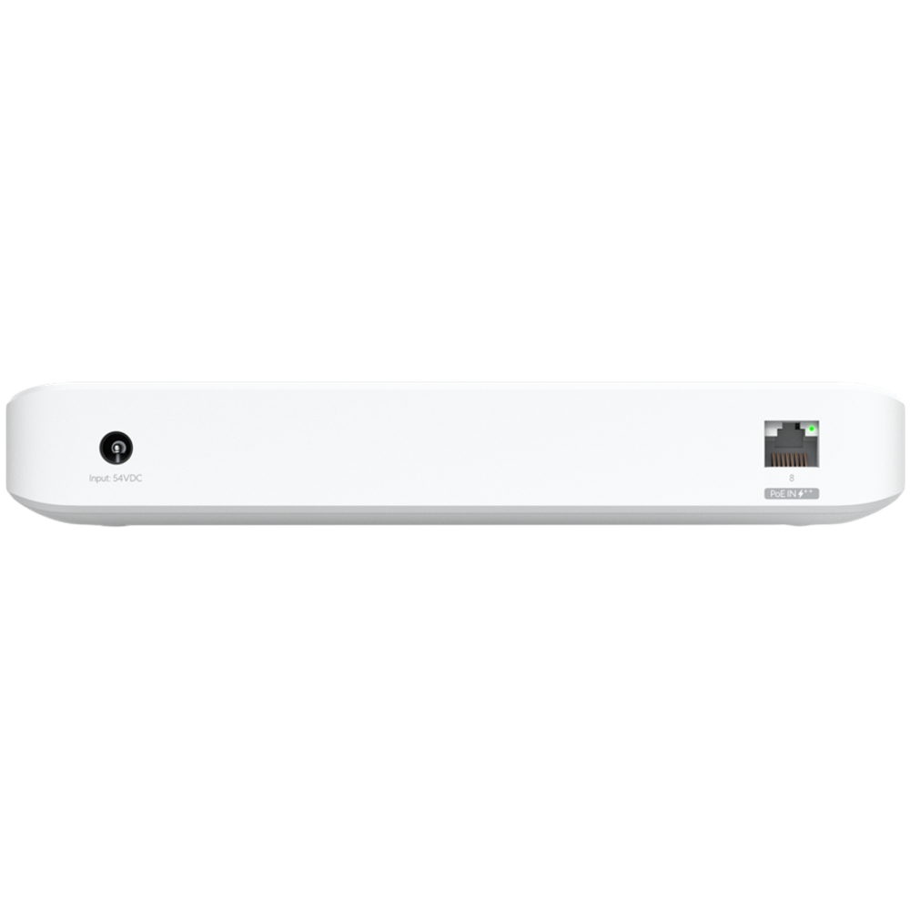 Ubiquiti USW-Ultra-210W-EU compact, Layer 2, 8-port GbE PoE switch with versatile mounting options, 7x GbE PoE+ output ports, GbE port with optional PoE++ input, 202W PoE availability with the included AC power adapter