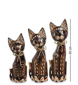 Decor and Gift 99-094 Фигурка «Кошка» н-р из трех 30,25,20 см (албезия, о.Бали)