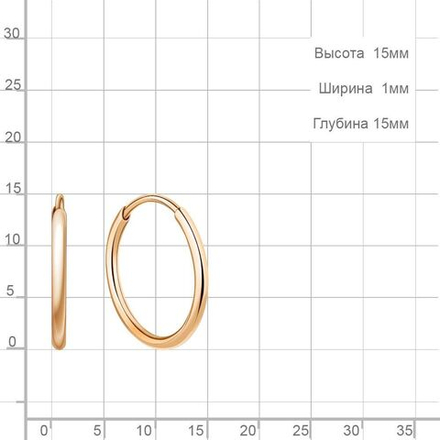 Серьги позолоченные серебро диаметр 15мм