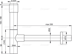 Сифон Alca Plast A402 для умывальника 32 мм DESIGN, цельнометаллический, массивный