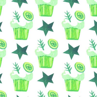 Бесшовный акварельный принт зелёным рождеством