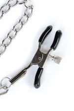 Кляп-трензель TOYFA Theatre в виде косточки с зажимами для сосков чёрный