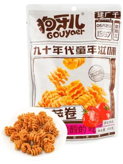 Китайские чипсы Pizza Roll с томатным вкусом 188 г