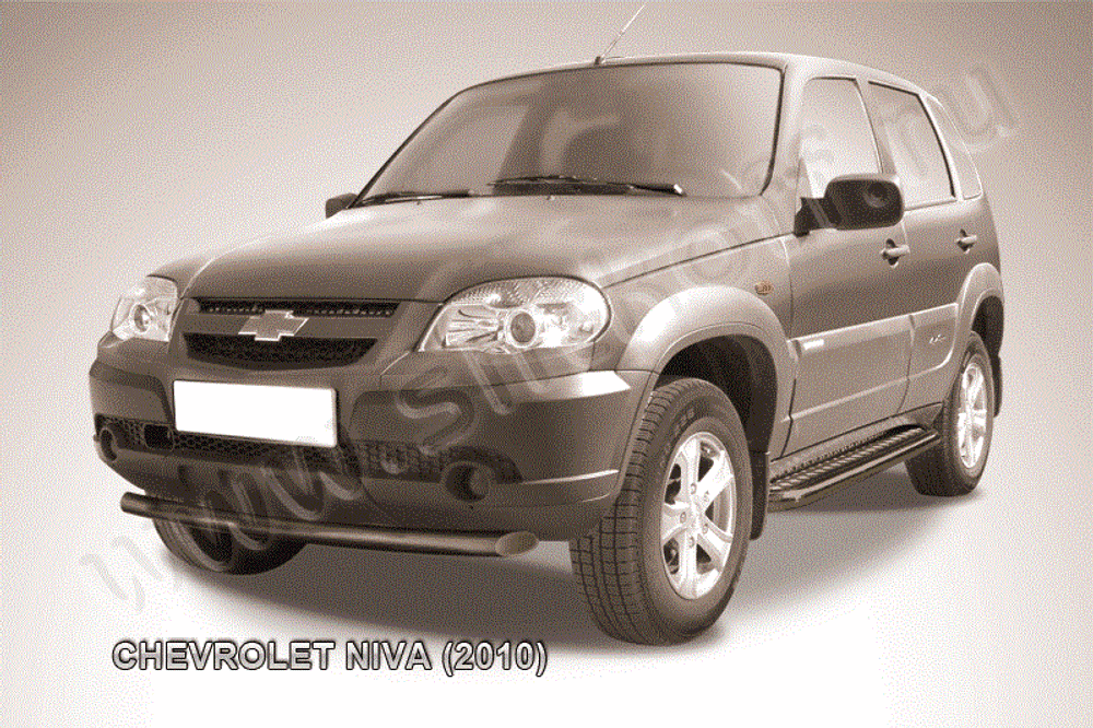 Защита переднего бампера (нержавейка) Chevrolet Niva (2009-2020) d57 (черный)