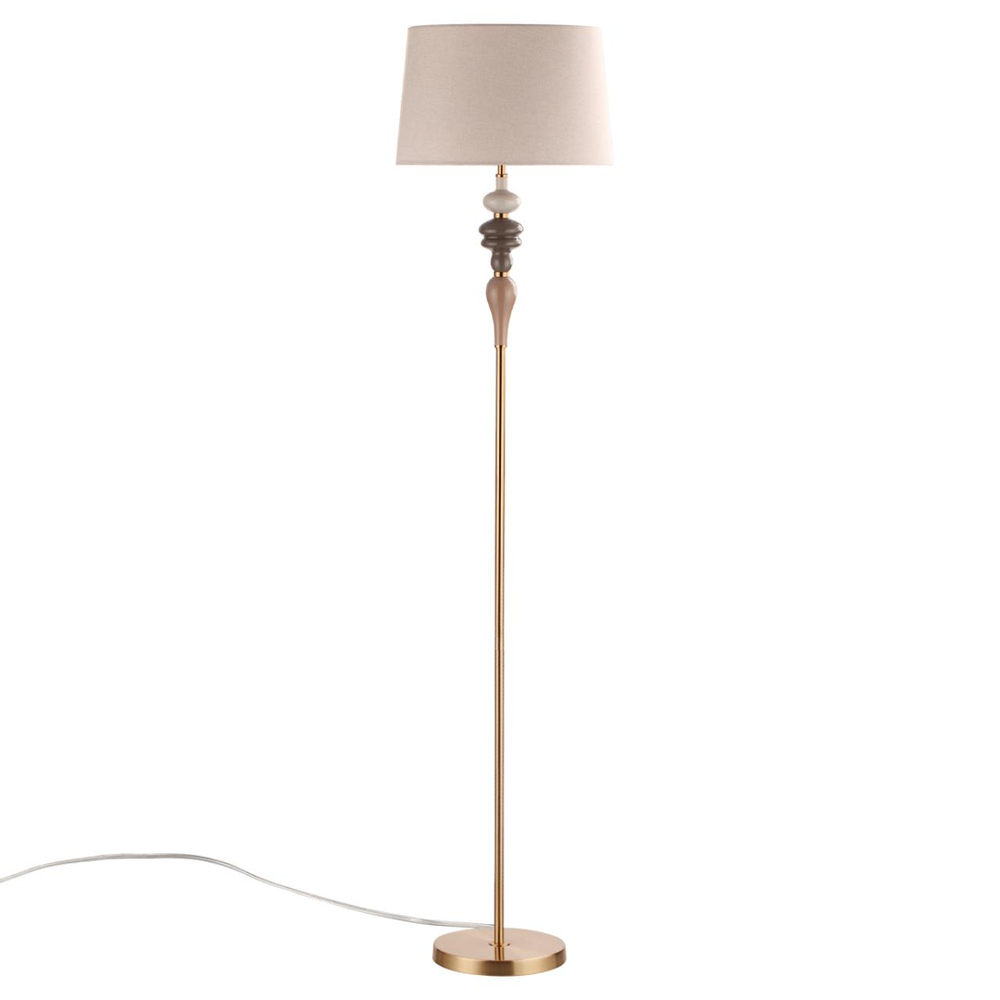 5040/1F CLASSIC ODL24 371 античн.бронза/беж.абажур/металл/керамика Торшер E27 1*60W HOMI