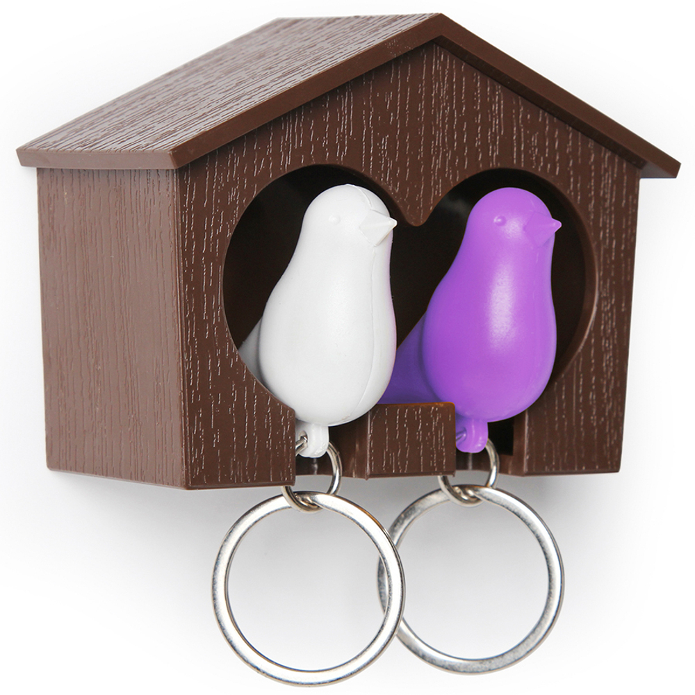 Держатель для ключей duo sparrow, коричневый/белый/фиолетовый