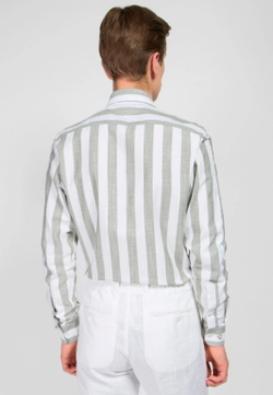 Мужская рубашка (белая с хаки) Л11