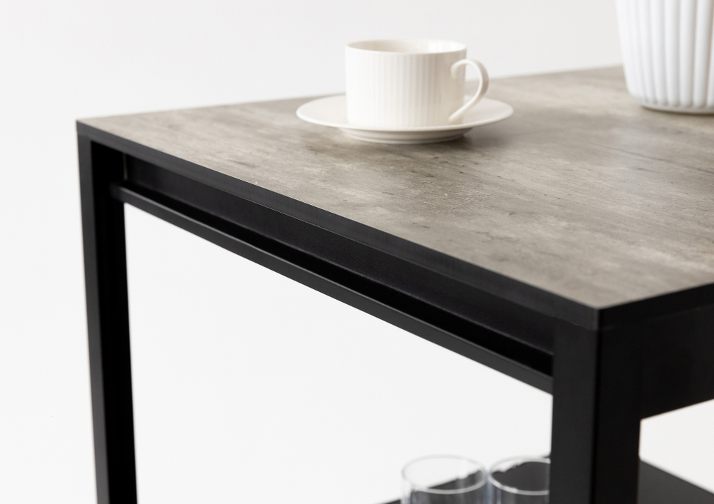 Cтол разделочный с мойкой Lounge B-02S-R, 90 см, черный/серый каспий