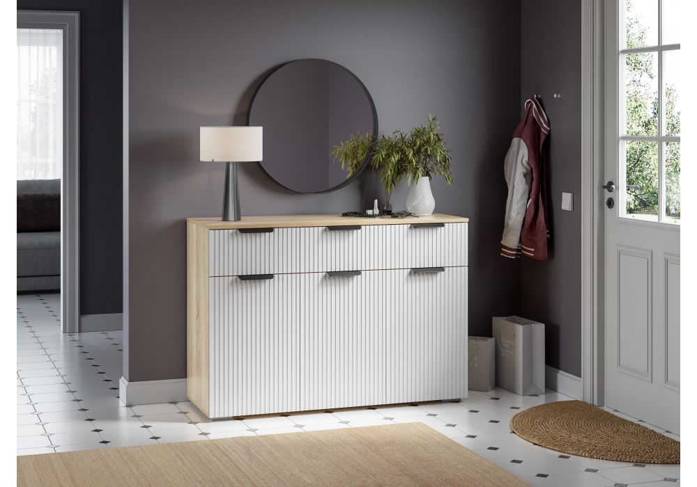 Комод Стокгольм КМ03-1200 дуб сонома / line софт пломбир