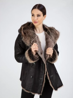 Дубленка натуральная зимняя с капюшоном Турция