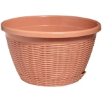 Кашпо для цветов пластиковое 4,5л d-27см Подвесное с поддоном Карамельный