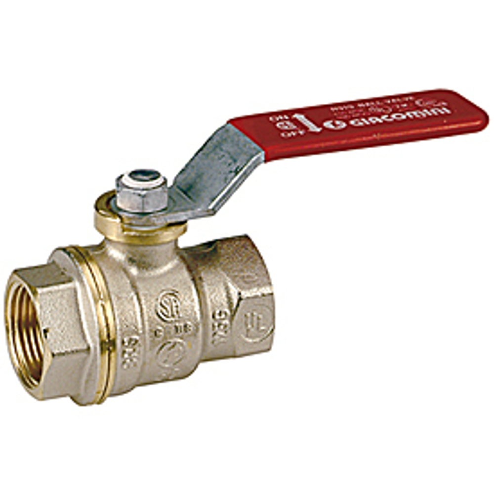 Кран шаровой полнопроходной Giacomini R910 - 1/2" (ВР/ВР, PN42, Tmax 185°C, ручка-рычаг красная)
