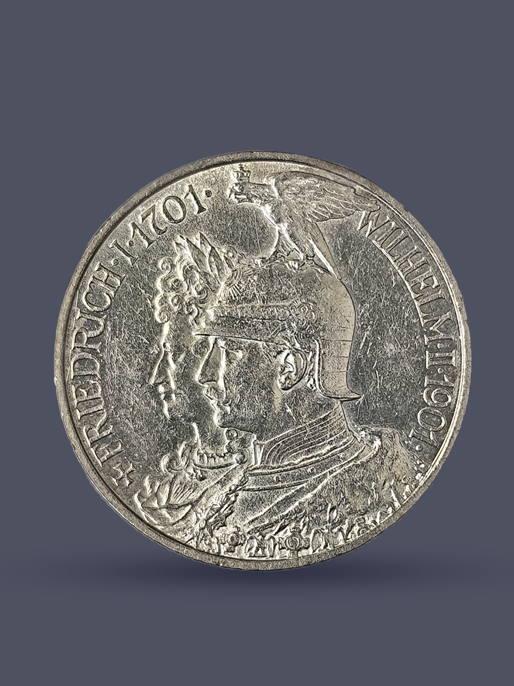 Монета 2 марки 1901 года "200 лет Пруссии".