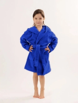 Халат детский махровый "Элит" с капюшоном, цвет: 706-Ярко-синий