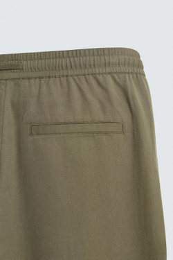 ZARA СТРУЯЩИЕСЯ БРЮКИ RELAXED FIT, ОЛИВКОВЫЙ