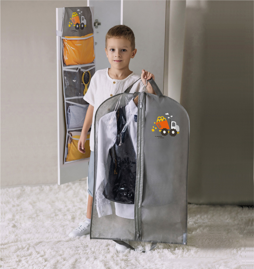 Набор для детского сада: кармашек, чехол, наклейки. Самосвал