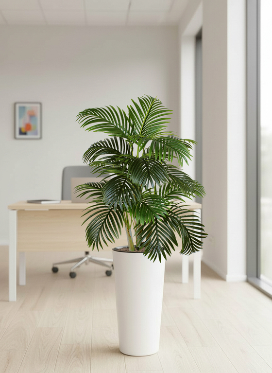 Пальма Феникс в высоком глянцевом кашпо