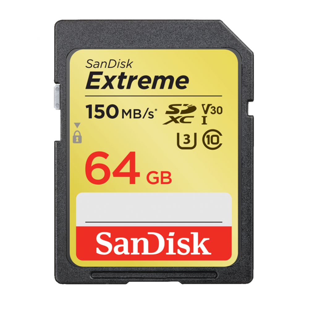 Карта памяти SanDisk Extreme SDXC Class 10 UHS Class 3 V30 150MB/s 64 GB