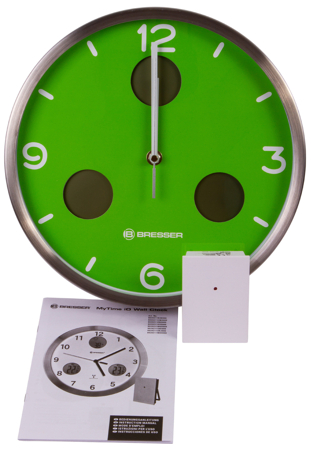 Часы настенные Bresser MyTime io NX Thermo/Hygro, 30 см, зеленые