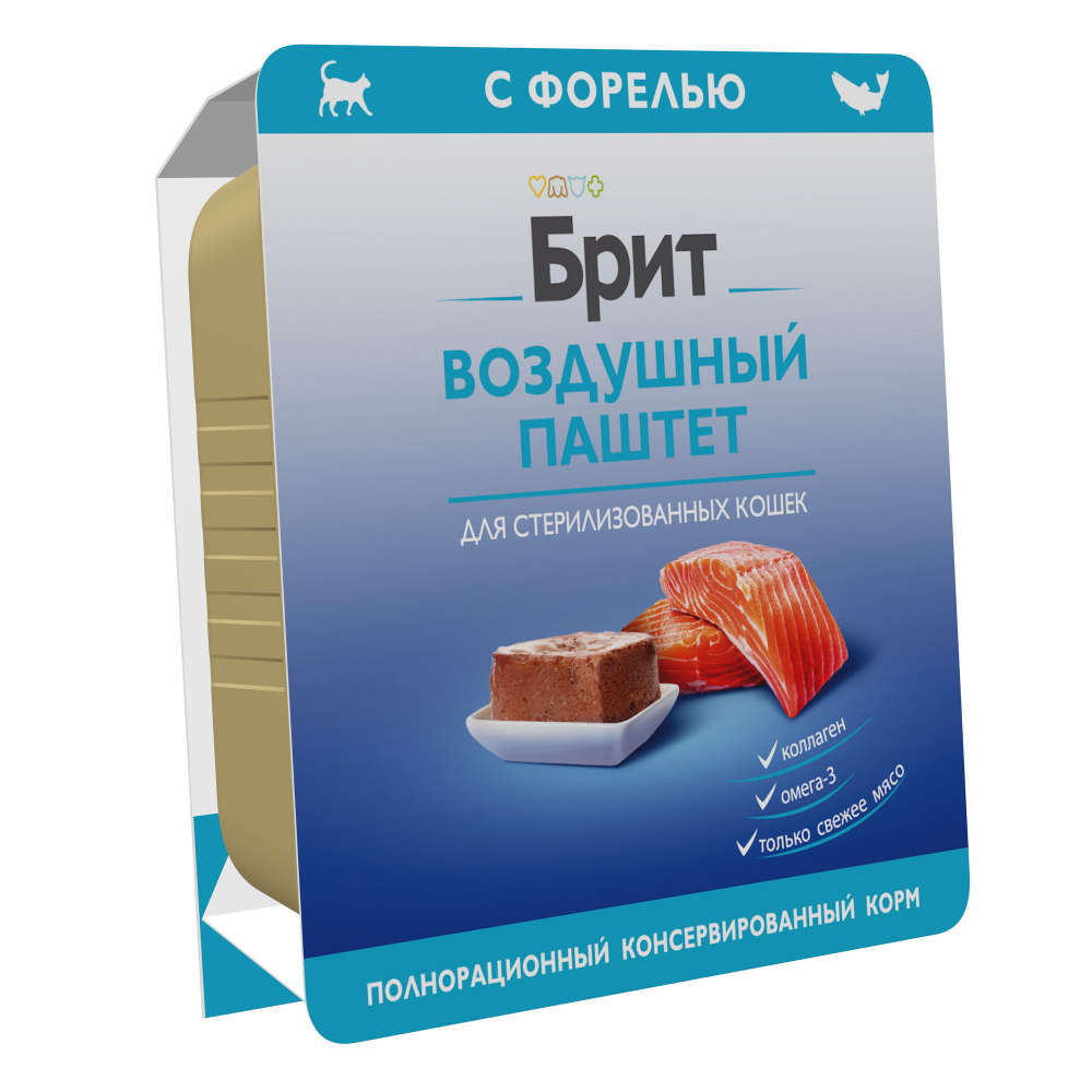 Brit Premium Воздушный паштет с форелью для взрослых стерилизованных кошек 100 г