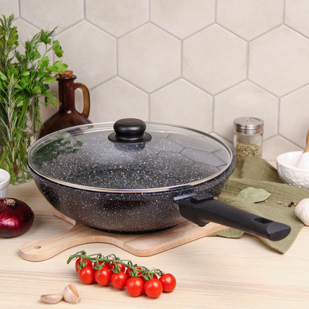 Сковородка Вок, d28 "Diamante" со съемной ручкой, для ИНДУКЦИИ