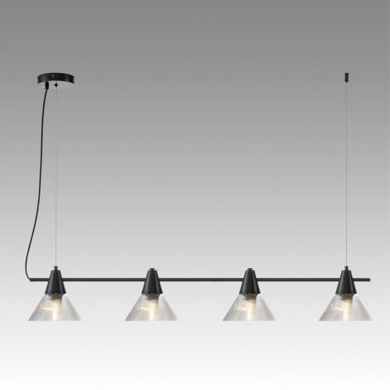 6595/4A MODERNI LN25 183 черный/прозрачный, металл/стекло Подвес E27 4*60W 220V CORNE