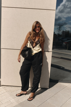 Топ кружево V вырез lime