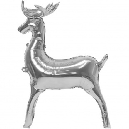 Шар 3D (32""/81 см) Фигура, Олень, Серебро, 1 шт. в уп.г86