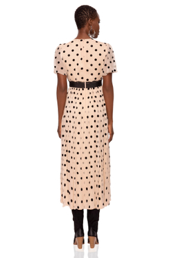 Платье в горошек с V-образным вырезом из шёлка и кружева