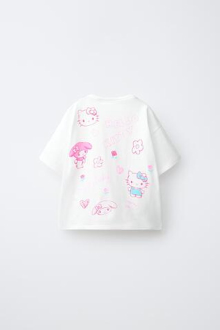 ZARA ФУТБОЛКА С ВЫШИВКОЙ HELLO KITTY ©, БЕЛЫЙ