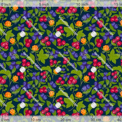 Карельские ягоды на темно-синем фоне (Дизайне by Irina Skaska 455 DPI