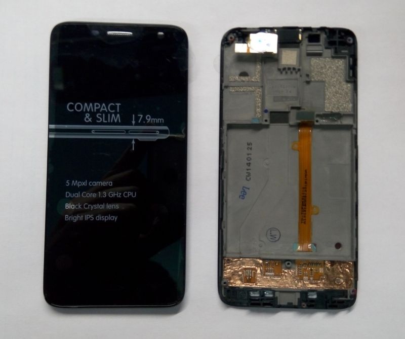 Дисплей для Alcatel Idol Mini 6012 в сборе с тачскрином на рамке (black)