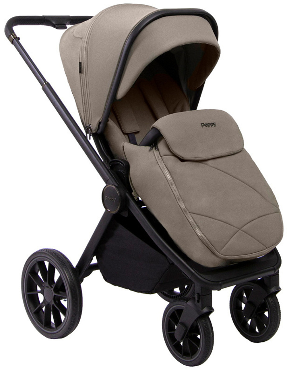Детская коляска Peppy Monaco 3 в 1 с автокреслом Verona Beige Sandstone (песочный), рама черная