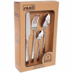 Набор столовых приборов «SANLI» 16шт (4ножа, 4вилки, 4ст.ложки, 4ч.ложки), цвет серебро, узор