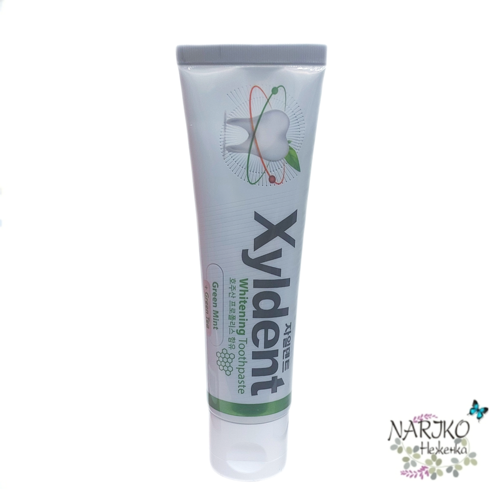 Отбеливающая зубная паста гелевая MUKUNGHWA Xyldent Зелёный чай и прополис, 110 гр.