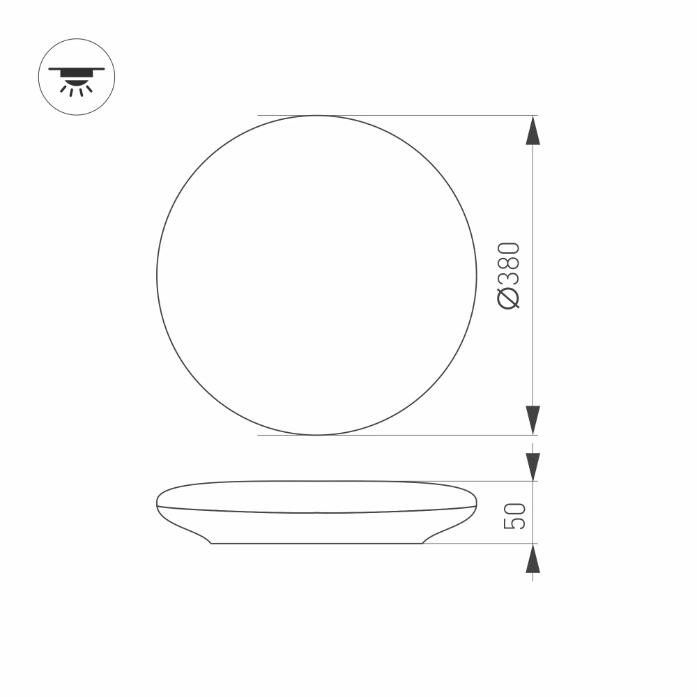 Светильник CL-FRISBEE-DIM-R380-25W Day4000-MIX (WH, 180 deg, 230V) (Arlight, IP54 Пластик, 3 года) 030112