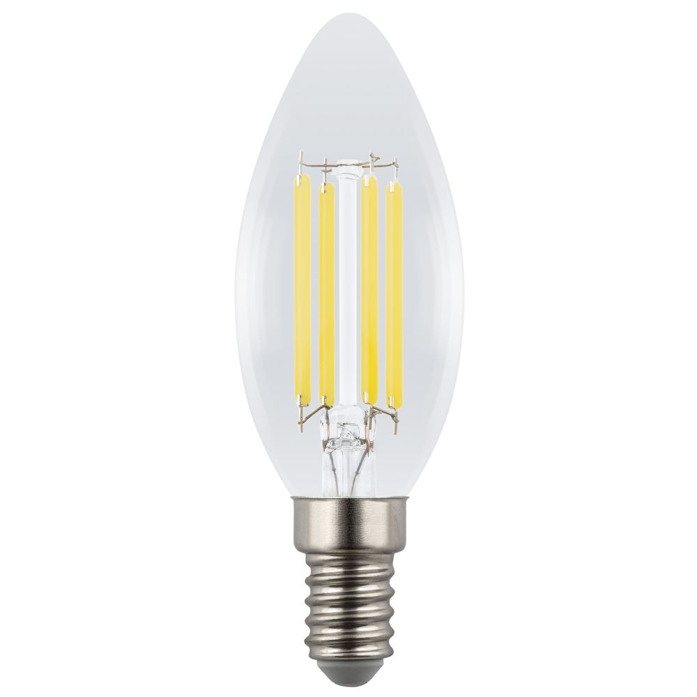 LED-C35-4W-3000K-E14-CL GLY01TR Лампа светодиодная. Форма свеча. прозрачная. Серия Яркая A++. Теплый белый свет 3000K. Картон. ТМ Uniel