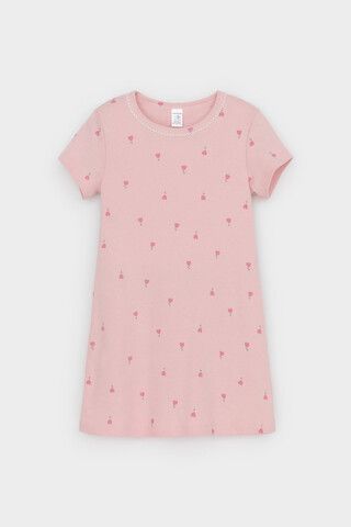 сорочка  для девочки  К 1156/розовый жемчуг,цветочная поляна