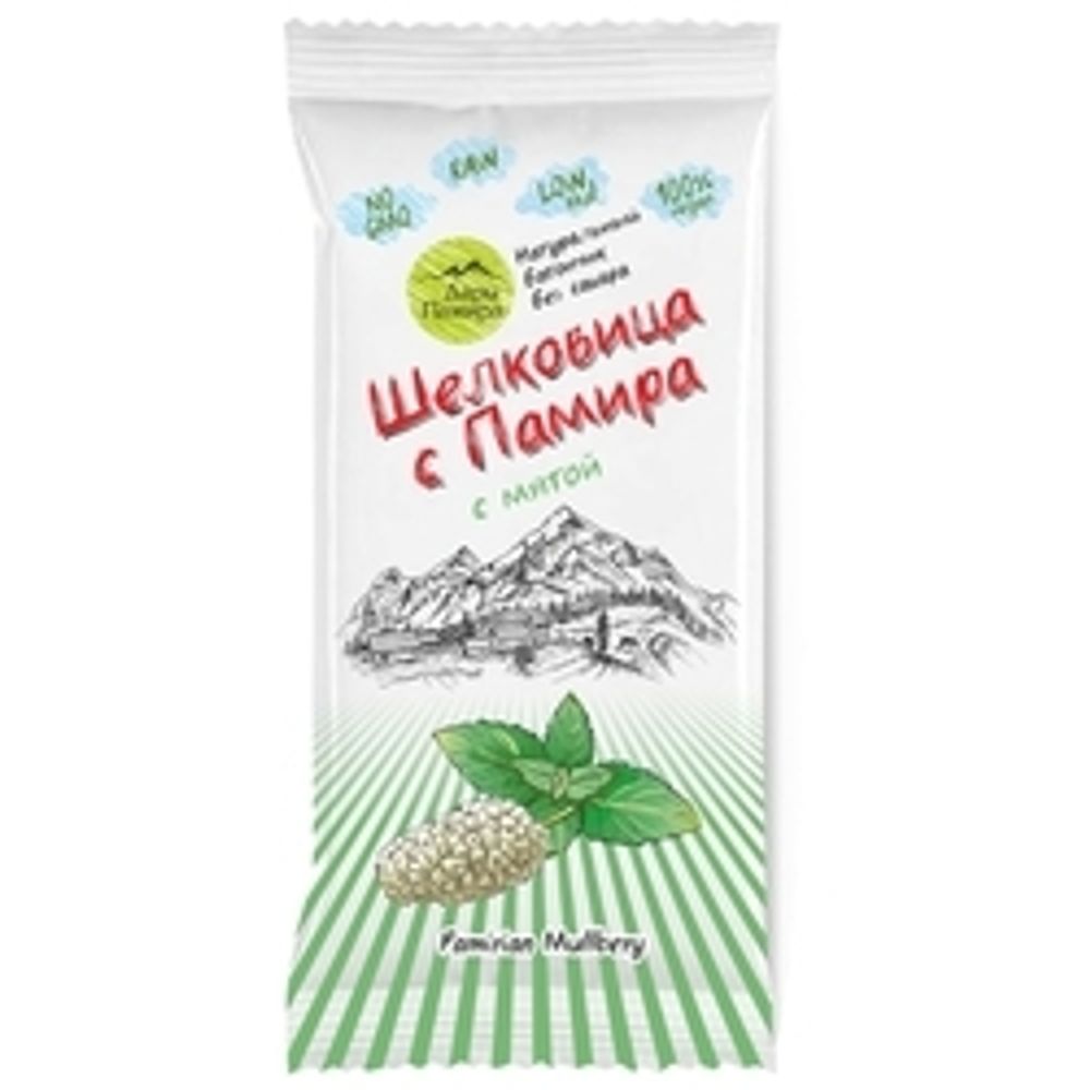 Фруктовый батончик Дары Памира Шелковица с Памира без сахара с мятой, 20 г