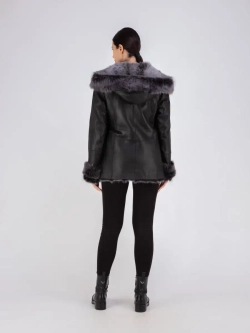 Дубленка женская зима натуральная с капюшоном тоскана Турция