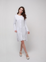 Женский белый медицинский халат Х-246|MediS.moda с длинным рукавом
